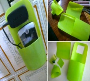 kerajinan dari barang bekas berupa tempat cas hp